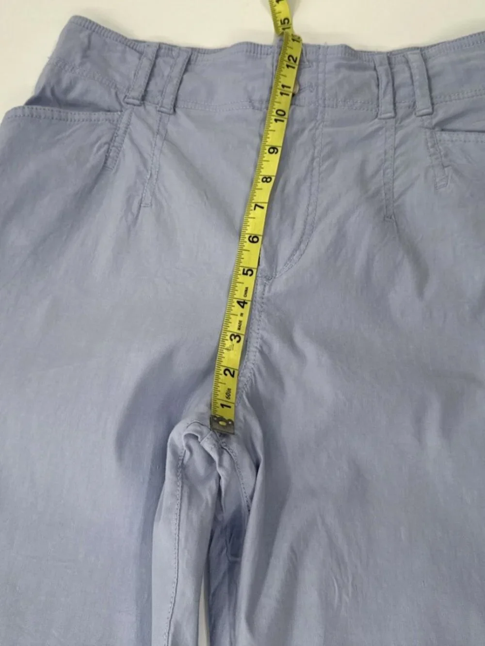 Anthropologie Pants Womens 30x26 Blue High Waist Wide Leg Flare Linen Stretch - Picture 10 of 15